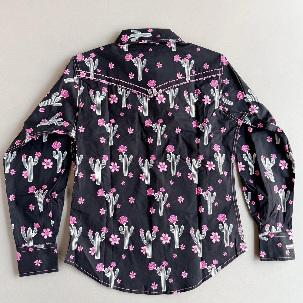 Cowgirl Hardware Girls Small 6 Desert Rose Western Snap Shirt Cactus Floral NWT - Picture 5 of 10